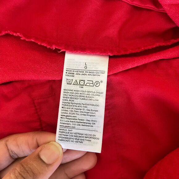 Gap Women's Red Pant Linen Blend Pleated Casual Shorts Size L - Picture 5 of 9